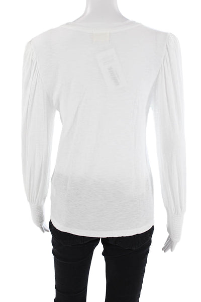 Nation LTD Womens Long Sleeve Basic Jersey T-Shirt Crew Neck White Size M