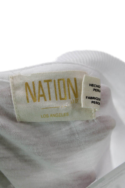Nation LTD Womens Long Sleeve Basic Jersey T-Shirt Crew Neck White Size M