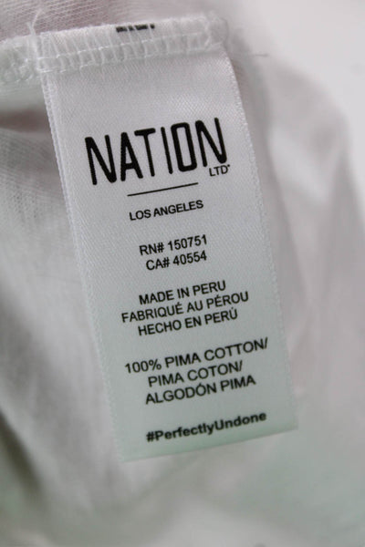 Nation LTD Womens Long Sleeve Basic Jersey T-Shirt Crew Neck White Size M