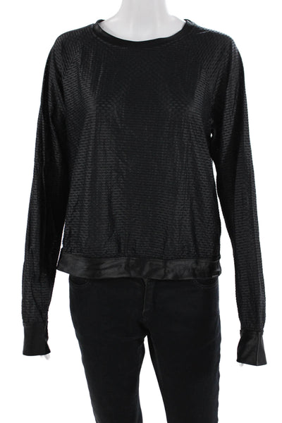 Koral Women Pullover Sweatshirt Black Long Sleeve Crew Neck Size L