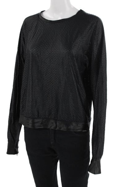 Koral Women Pullover Sweatshirt Black Long Sleeve Crew Neck Size L