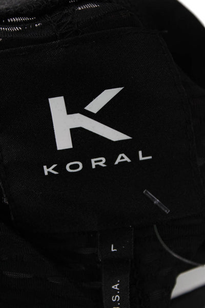 Koral Women Pullover Sweatshirt Black Long Sleeve Crew Neck Size L