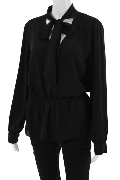 Babaton Women Collared Black Long Sleeve Blouse 100% Polyester Size M