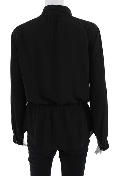 Babaton Women Collared Black Long Sleeve Blouse 100% Polyester Size M