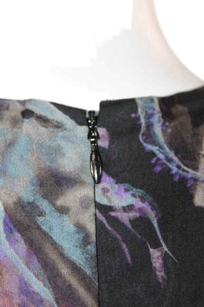 Emilio de la Morena Women Sleeveless Black Silk Graphic Crewneck Blouse Size 14