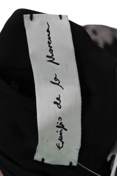 Emilio de la Morena Women Sleeveless Black Silk Graphic Crewneck Blouse Size 14