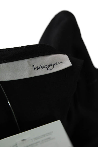 Halogen Women Black Sleeveless Round Neck Zip Blouse Cotton Blend Size S