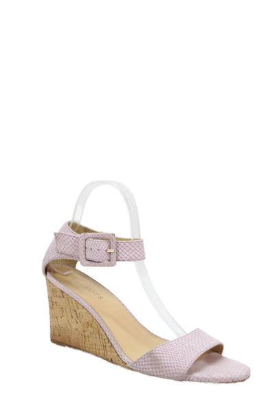 Talbots Womens Snakeskin Print Wedge Sandals Lavender Size 8.5 Medium