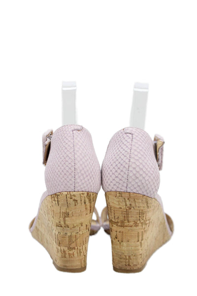 Talbots Womens Snakeskin Print Wedge Sandals Lavender Size 8.5 Medium