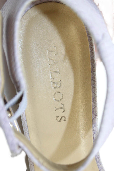 Talbots Womens Snakeskin Print Wedge Sandals Lavender Size 8.5 Medium