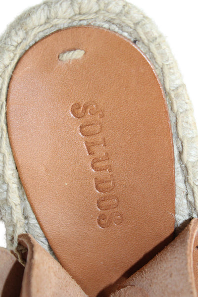 Soludos Womens Leather Buckled Adjustable Platform Wedge Sandals Orange Size 8.5