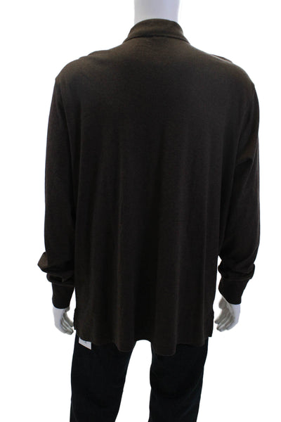 Polo Ralph Lauren Mens Long Sleeves Rugby Shirt Brown Cotton Size Extra Large