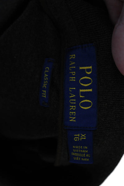 Polo Ralph Lauren Mens Long Sleeves Rugby Shirt Brown Cotton Size Extra Large