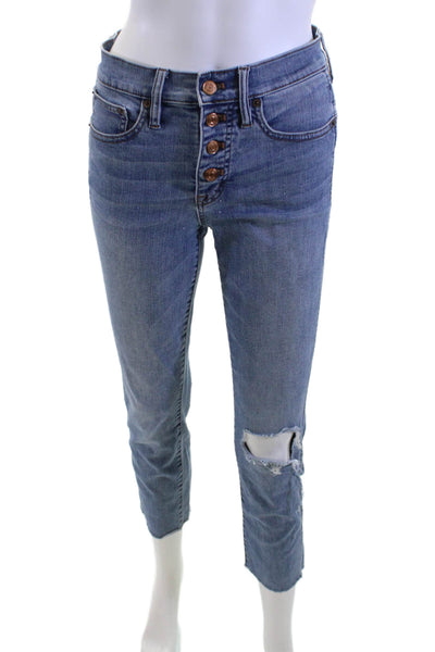 J Crew Women Blue Cropped Straight Ankle Jeans Size 26