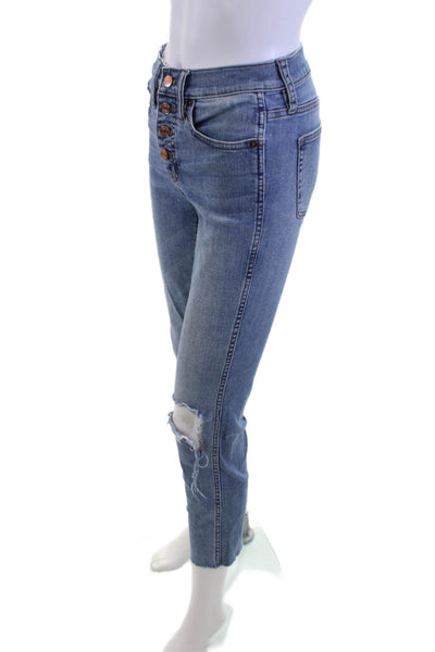 J Crew Women Blue Cropped Straight Ankle Jeans Size 26
