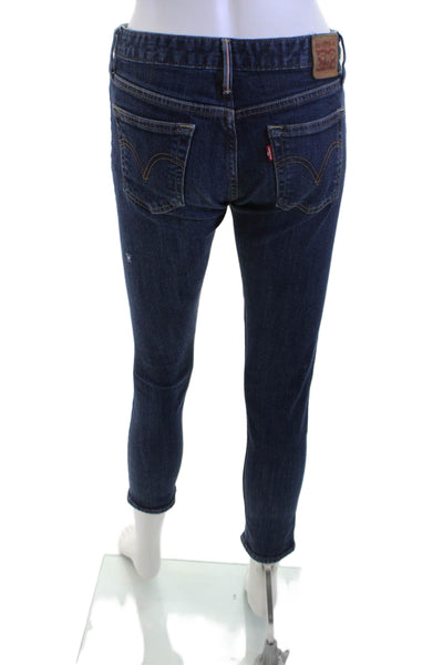 Levis Women Boyfriend Skinny Ankle Dark Blue Jeans Low Rise Size 25