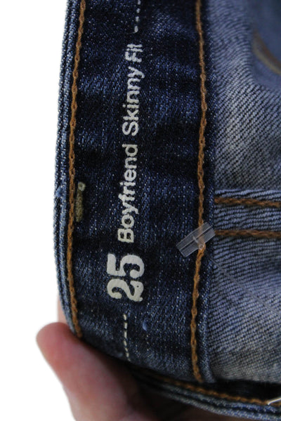 Levis Women Boyfriend Skinny Ankle Dark Blue Jeans Low Rise Size 25