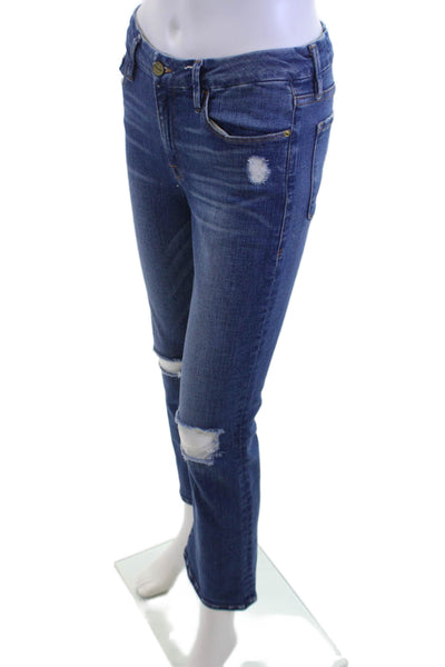 Frame Women Cropped Flared Dark Blue Jeans Size 27