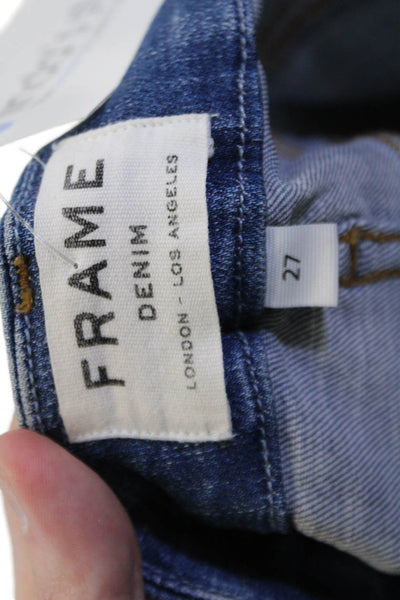 Frame Women Cropped Flared Dark Blue Jeans Size 27