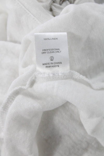 Generation Love Women White Linen Long Sleeve T-Shirt Crew Neck Size M