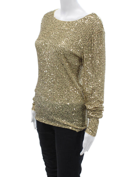 Intimately Free People Women 80s Gold Long Sleeve Round Neck Top Size M