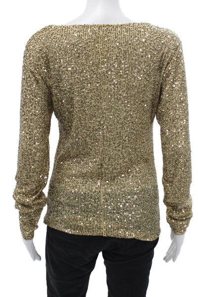 Intimately Free People Women 80s Gold Long Sleeve Round Neck Top Size M