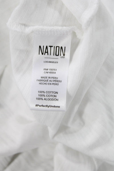 Nation LTD Women White V-Neck Short Sleeve Basic T-Shirt Size M