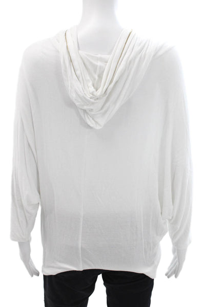 Vintage Havana Women Henley Hoodie White 3/4 Sleeve Zip Size M