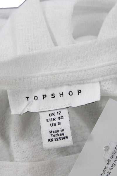 Topshop Women Basic Jersey T-Shirt White Crew Neck Short Sleeve Size 8