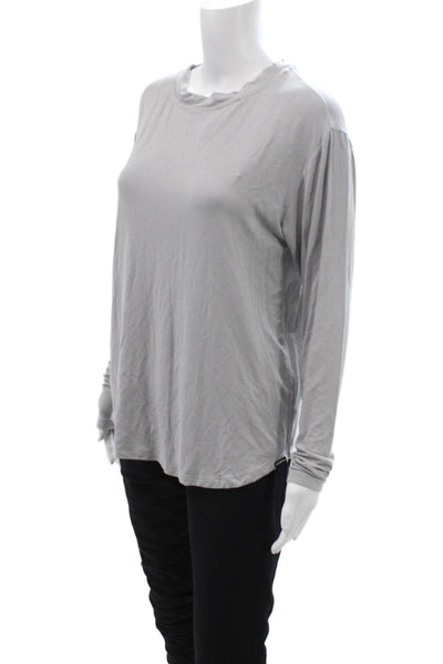Koral Women Basic Gray Crew Neck Long Sleeve T-Shirt Bamboo Spandex Size S