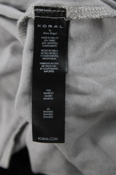 Koral Women Basic Gray Crew Neck Long Sleeve T-Shirt Bamboo Spandex Size S