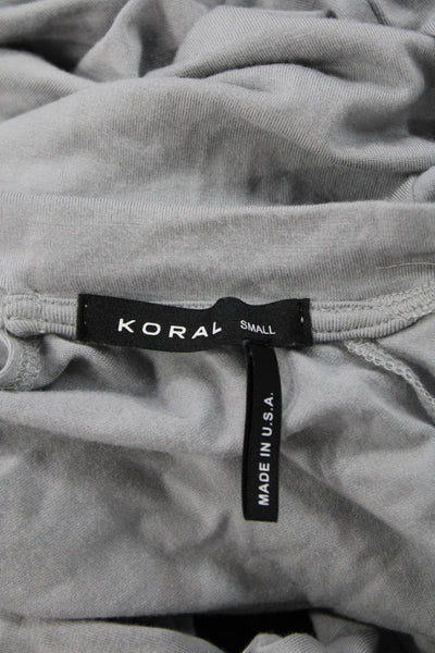 Koral Women Basic Gray Crew Neck Long Sleeve T-Shirt Bamboo Spandex Size S