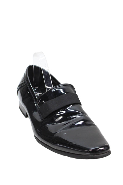 Calvin Klein Mens Patent Leather Rounded Toe Slip On Dress Shoes Black Size 13