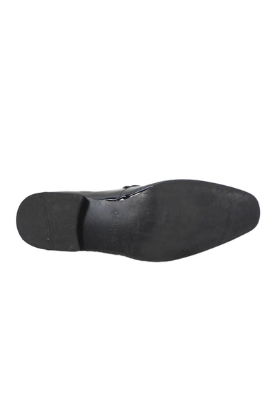 Calvin Klein Mens Patent Leather Rounded Toe Slip On Dress Shoes Black Size 13