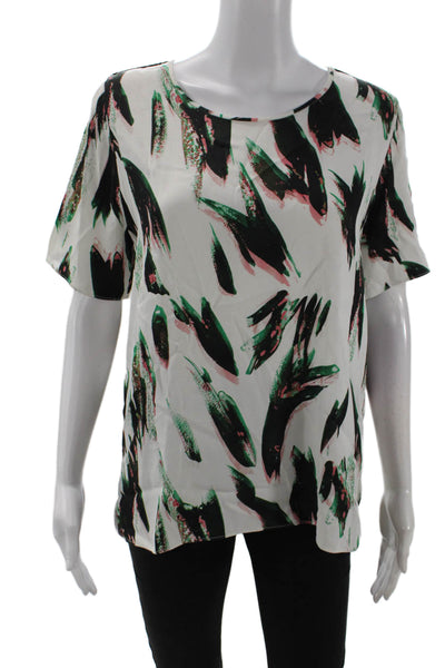 Paul Smith Womens Black Graphic Round Neck Short Sleeve Blouse Size 42