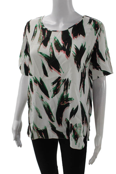 Paul Smith Womens Black Graphic Round Neck Short Sleeve Blouse Size 42