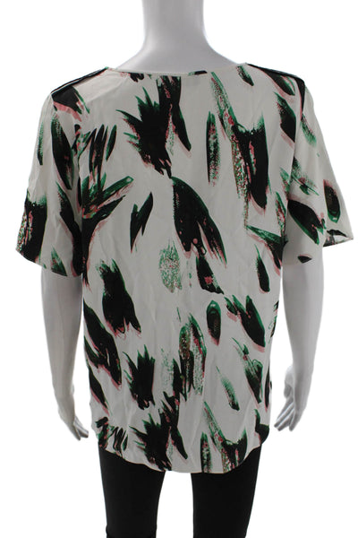 Paul Smith Womens Black Graphic Round Neck Short Sleeve Blouse Size 42