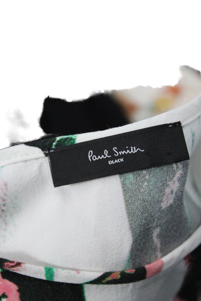 Paul Smith Womens Black Graphic Round Neck Short Sleeve Blouse Size 42