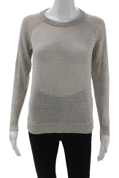 Joie Women Pullover Sweater Beige 100% Linen Crew Neck Long Sleeve Size S