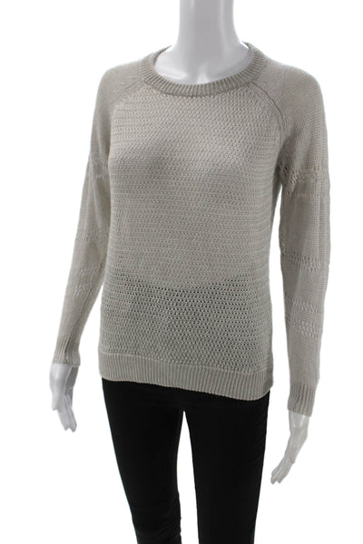 Joie Women Pullover Sweater Beige 100% Linen Crew Neck Long Sleeve Size S