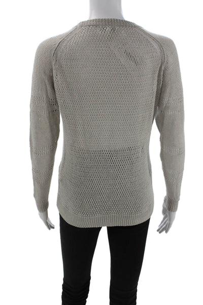 Joie Women Pullover Sweater Beige 100% Linen Crew Neck Long Sleeve Size S
