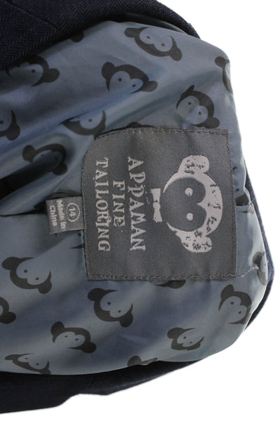 Appaman Childrens Boys Herringbone Print Blazer Navy Blue Size 14