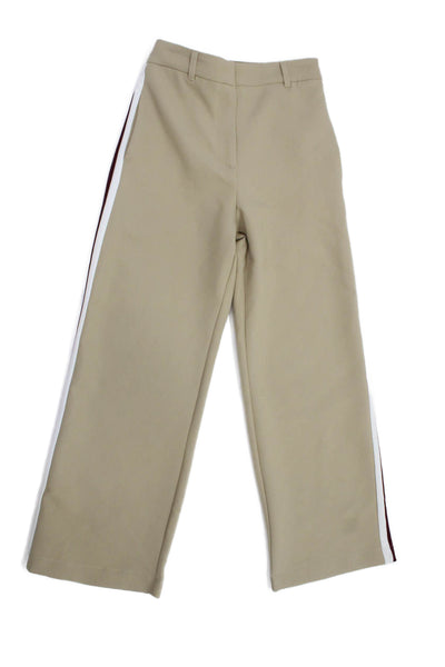 Zara Childrens Girls Striped Sides High Rise Pants Beige Red Size 11-12