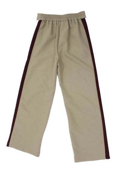 Zara Childrens Girls Striped Sides High Rise Pants Beige Red Size 11-12