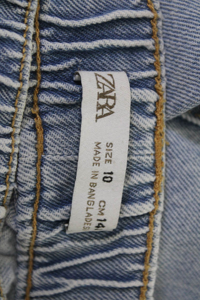 Zara Childrens Girls High Rise Wide Leg Cargo Jeans Blue Size 10