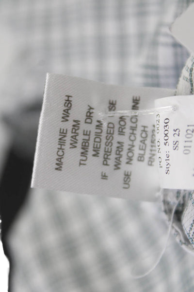 Leo & Zachary Childrens Boys Plaid Dress Shirt White Green Cotton Size 14