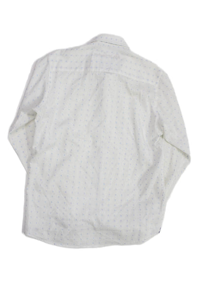 Robert Graham Childrens Boys Button Down Dress Shirt White Blue Size 14-16