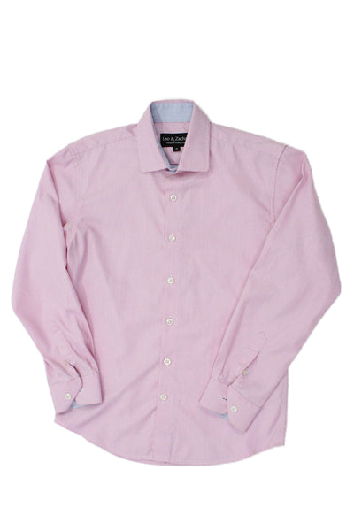 Leo & Zachary Childrens Boys Button Down Dress Shirt Pink Cotton Size 12