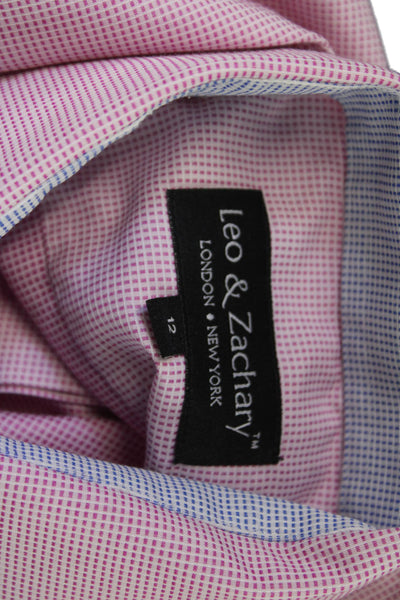 Leo & Zachary Childrens Boys Button Down Dress Shirt Pink Cotton Size 12