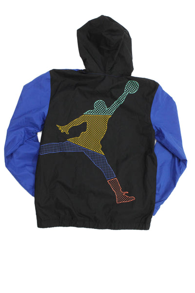 Air Jordan Childrens Boys Full Zipped Hooded Rain Jacket Black Blue Size Large
